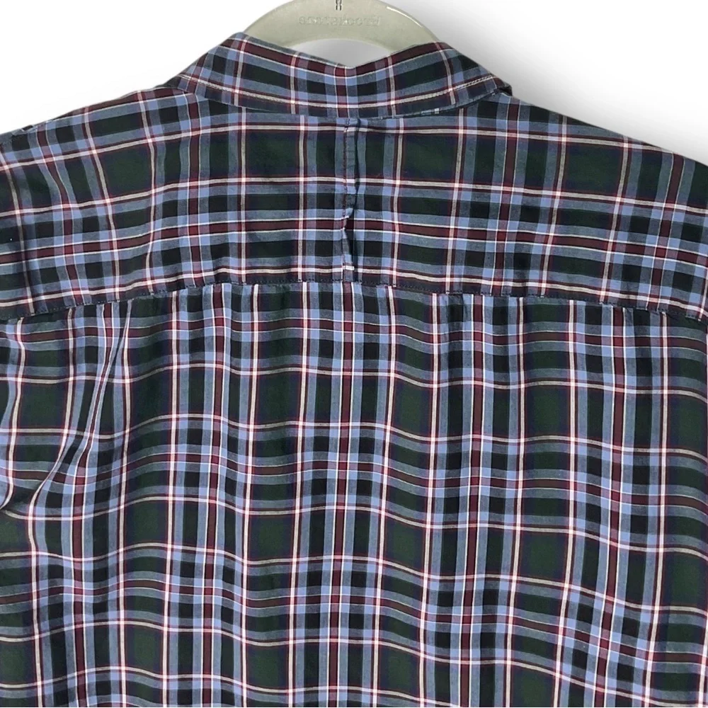 Banana Republic Mens Shirt Sz L Untucked Slim Fit Plaid Button Up Lightweight Co